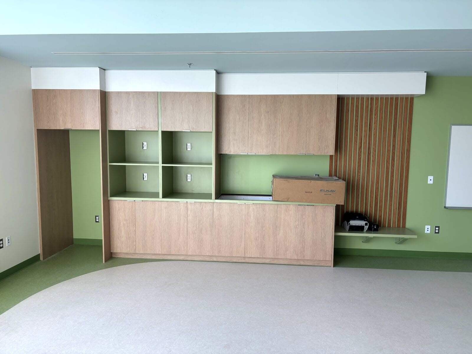 Green classroom casework at Brownsburg School